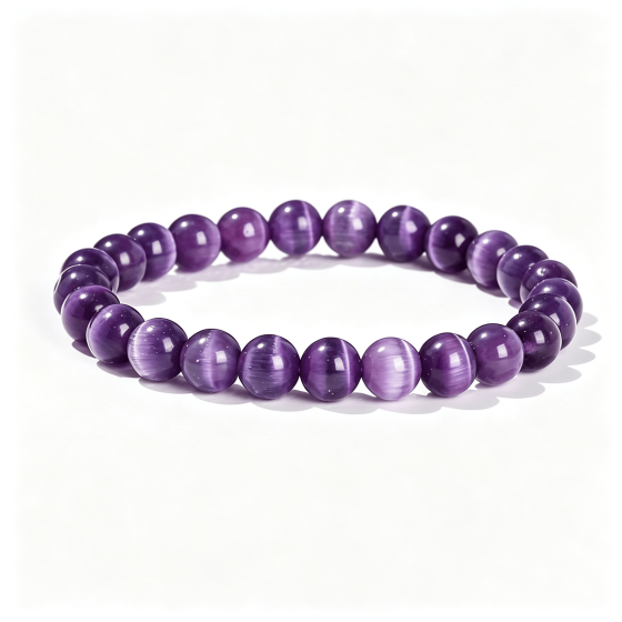 Violet Cat Eye Bracelet | Natural Handmade Protective Gemstone | Koreli